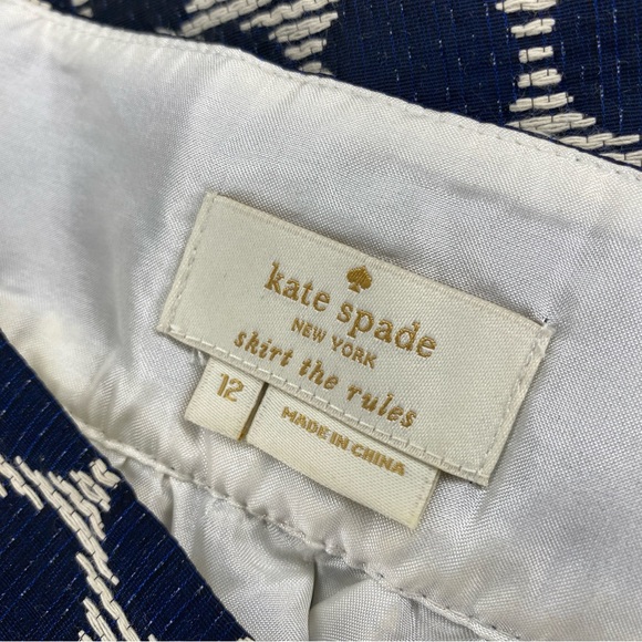 Kate Spade New York A line Skirt Navy Blue Winter Seaside Polka Dot Womens 12 - Picture 5 of 6
